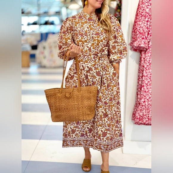 Anthropologie Dresses & Skirts - Love The Label Button Front Puff Sleeve Midi Dress